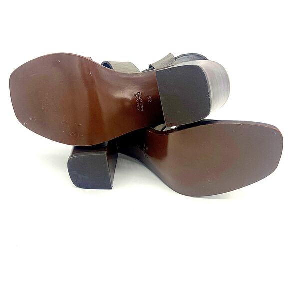 Boemos Italy Block Heel Sandals 39 US E 9 Dark Gray Leather Square Toe - Picture 8 of 11